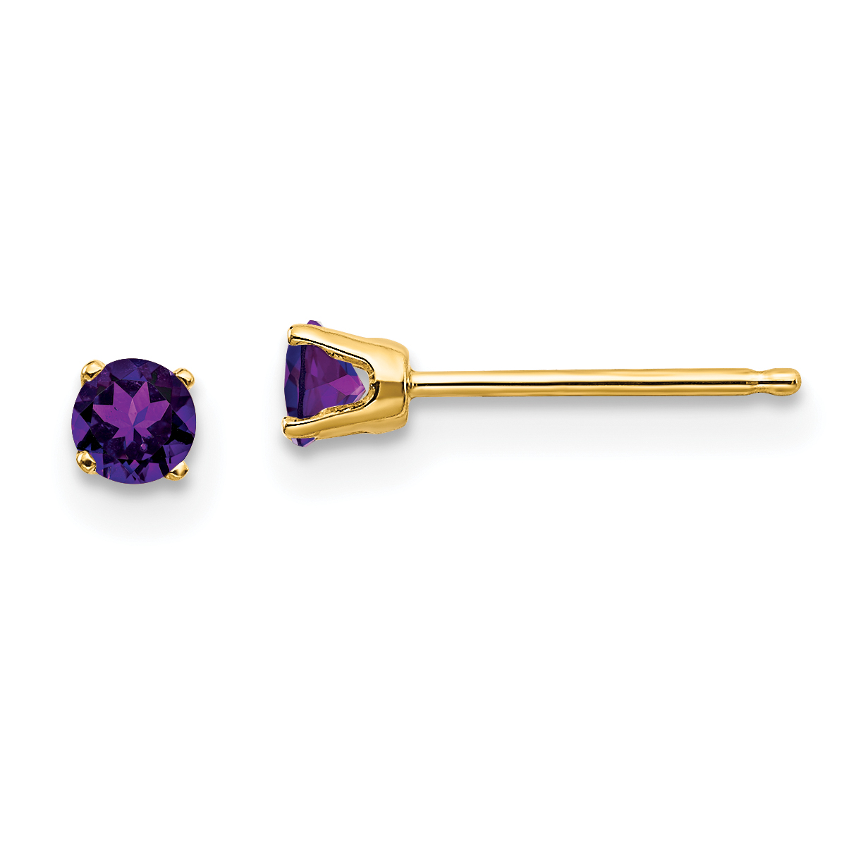 14k 3mm February/Amethyst Post Earrings (XBE38)