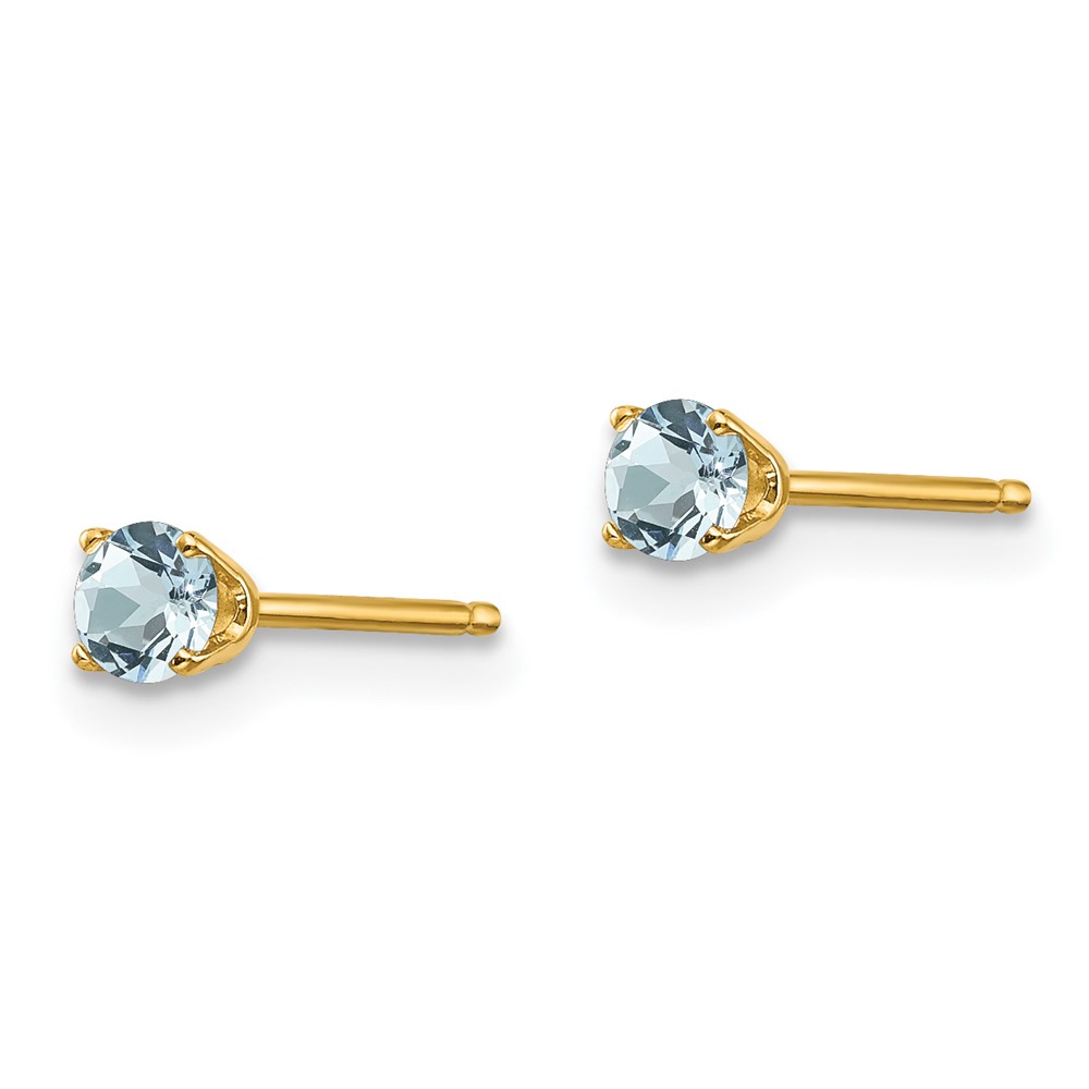 14k 3mm March/Aquamarine Post Earrings (XBE39)