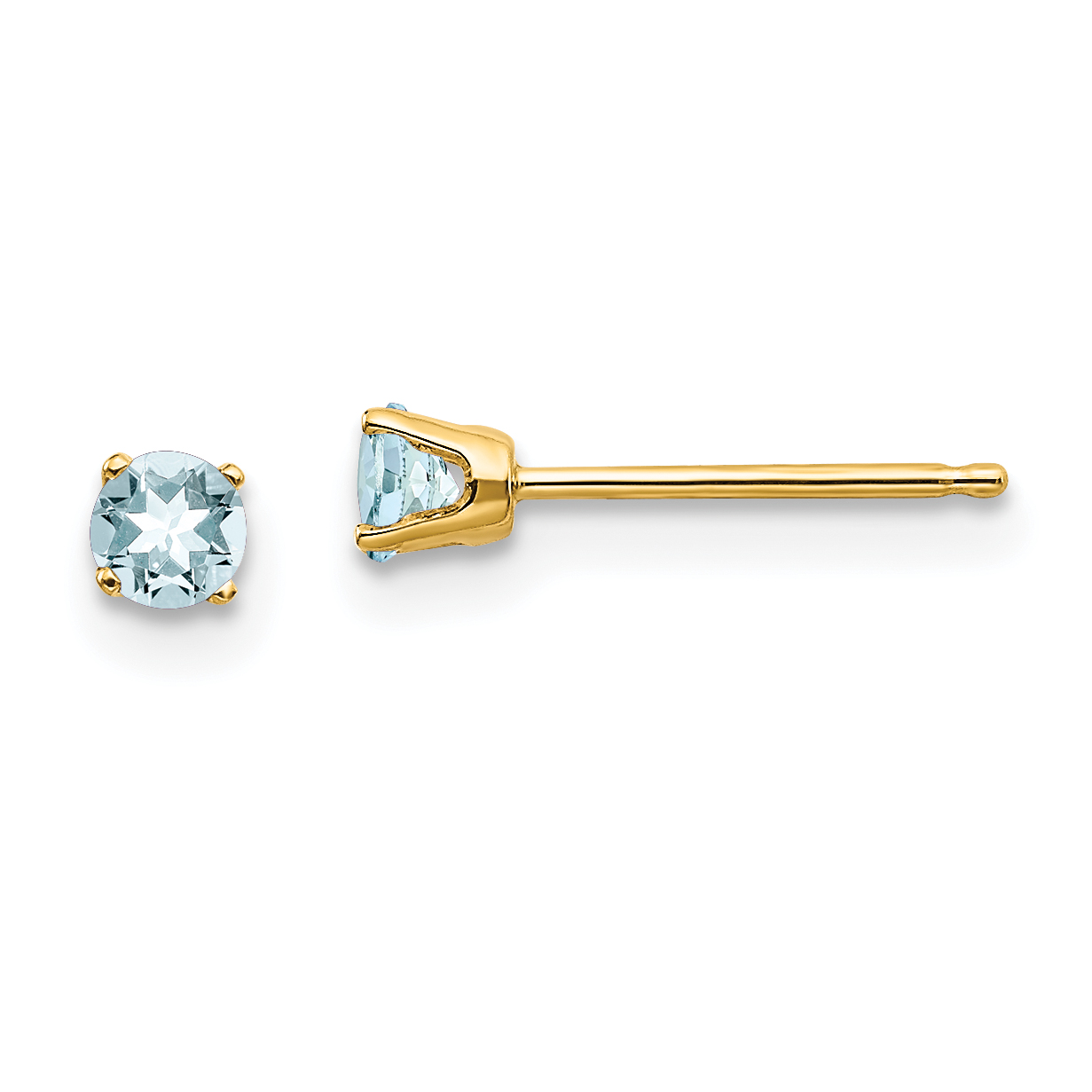 14k 3mm March/Aquamarine Post Earrings (XBE39)