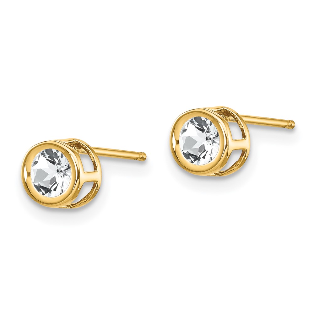 14k 4mm Bezel April/White Topaz Post Earrings (XBE4)
