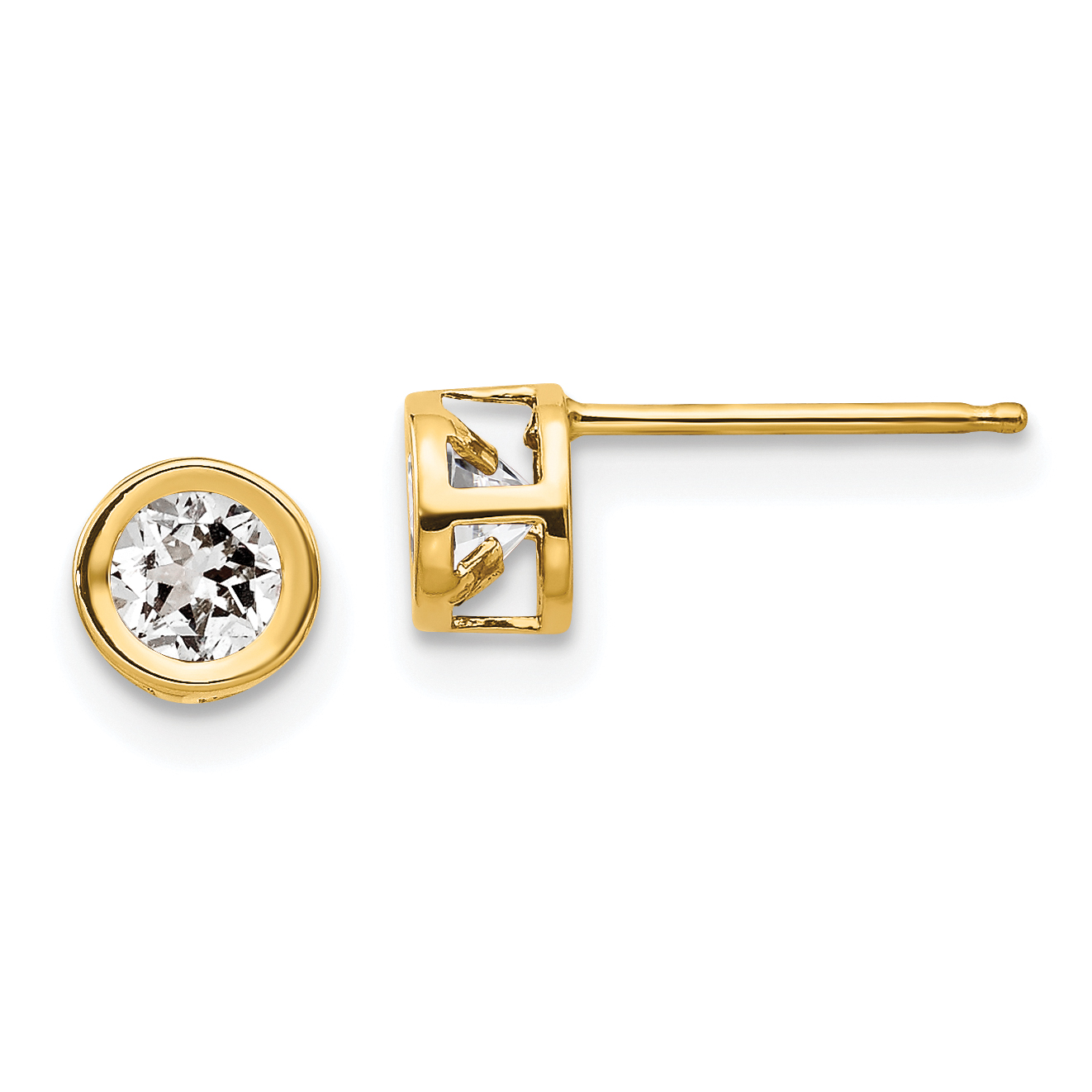14k 4mm Bezel April/White Topaz Post Earrings (XBE4)