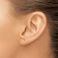 14K 3mm Round April White Topaz Post Earrings view 3