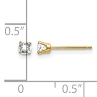 14K 3mm Round April White Topaz Post Earrings view 4