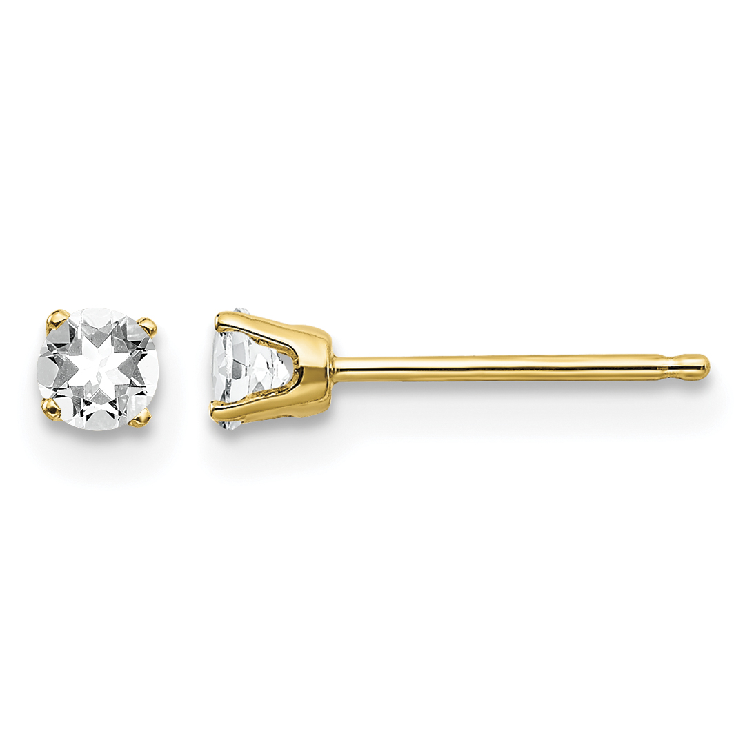 14k 3mm April/ White Topaz Post Earrings (XBE40)