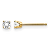 14K 3mm Round April White Topaz Post Earrings view 1