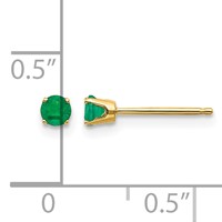14K 3mm Yellow Gold Round May Emerald Post Earrings view 4