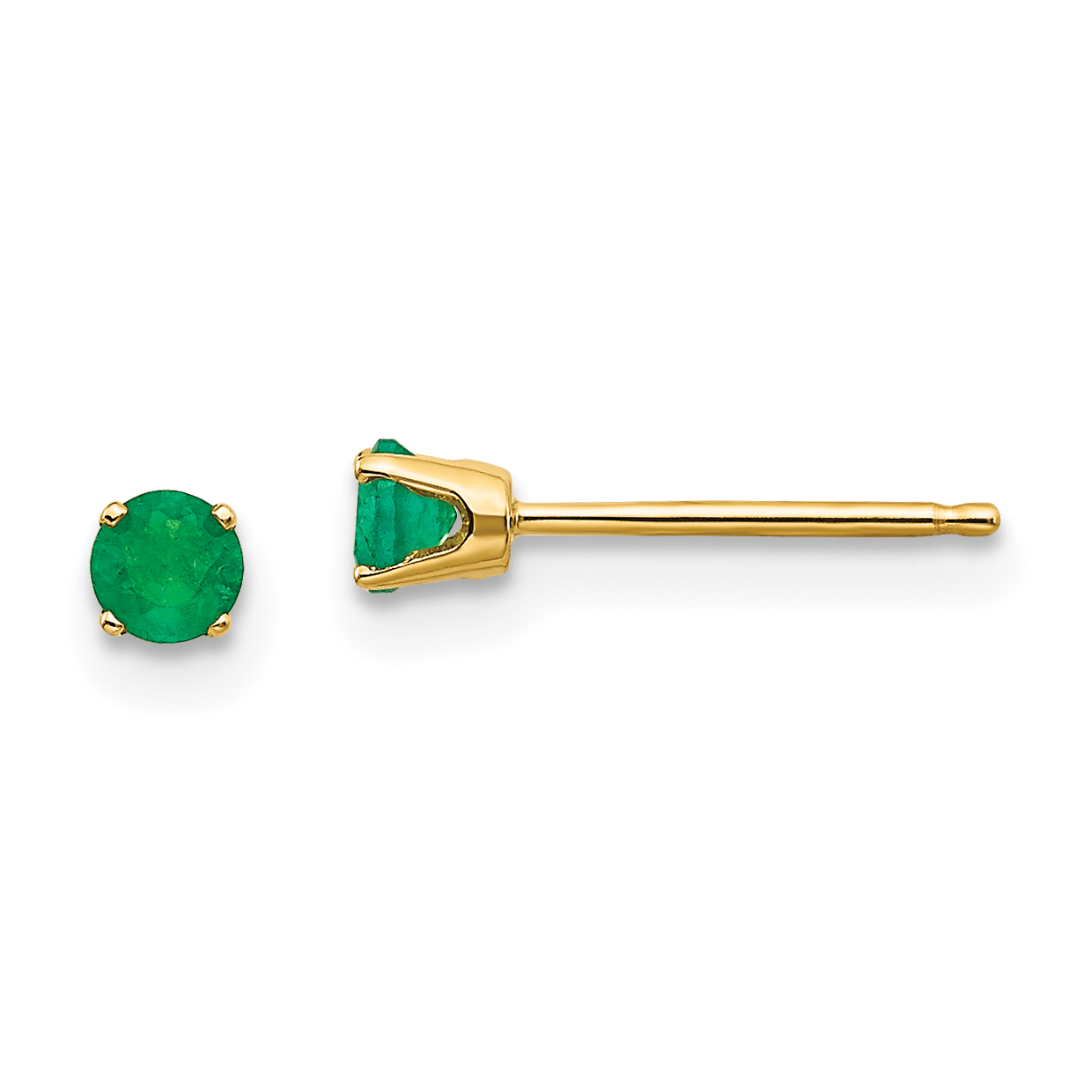 14k Yellow Gold 3mm May/Emerald Post Earrings (XBE41)