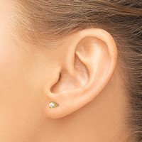 14K 3mm Yellow Gold Round June Freshwater Cultured Pearl Post Earrings view 3