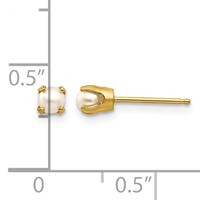 14K 3mm Yellow Gold Round June Freshwater Cultured Pearl Post Earrings view 4