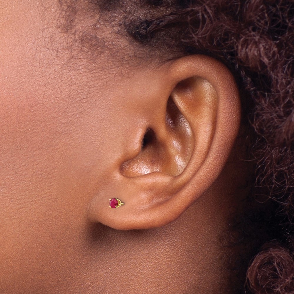 14k 3mm July/Ruby Post Earrings (XBE43)
