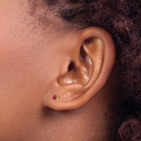 14K 3mm Round July Ruby Post Earrings view 3