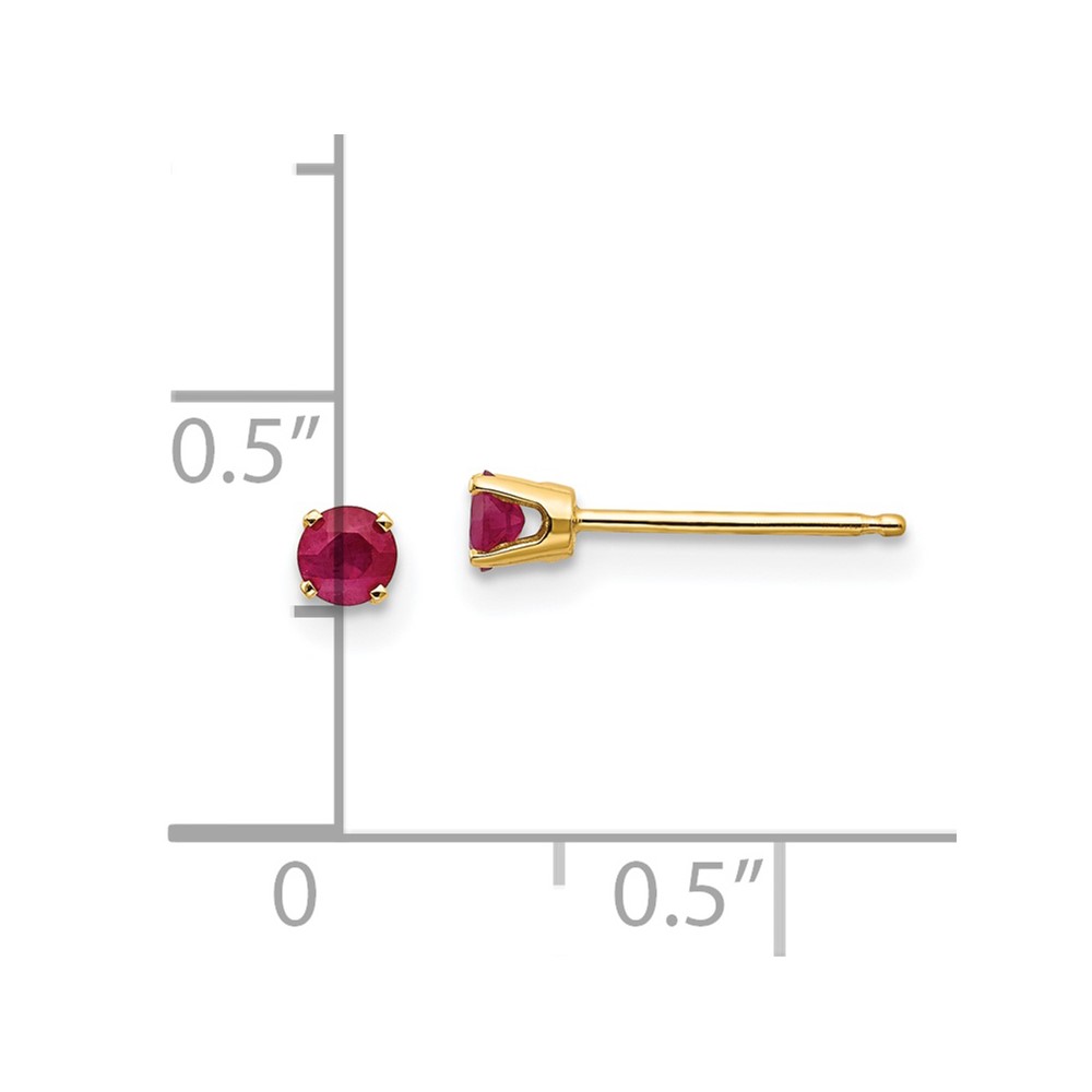 14k 3mm July/Ruby Post Earrings (XBE43)