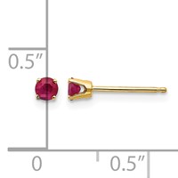 14K 3mm Round July Ruby Post Earrings view 4