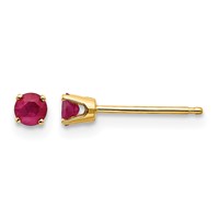 14K 3mm Round July Ruby Post Earrings view 1