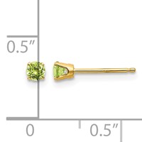 14K 3mm Yellow Gold Round August Peridot Post Earrings view 4