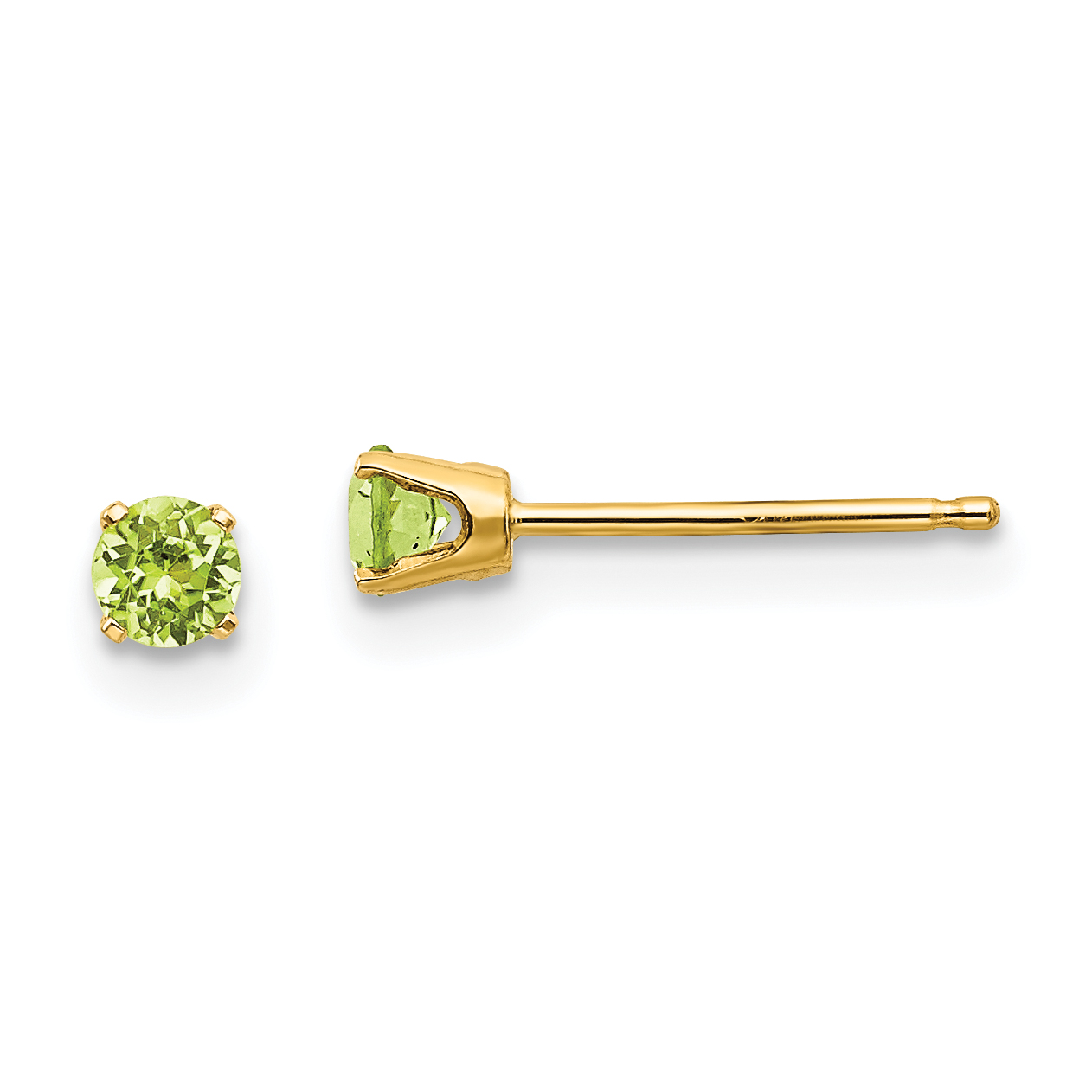 14k 3mm August/Peridot Post Earrings (XBE44)