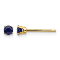 14K 3mm Yellow Gold Round September Sapphire Post Earrings view 1
