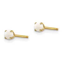 14K 3mm Round October Opal Post Earrings view 2
