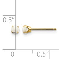 14K 3mm Round October Opal Post Earrings view 4