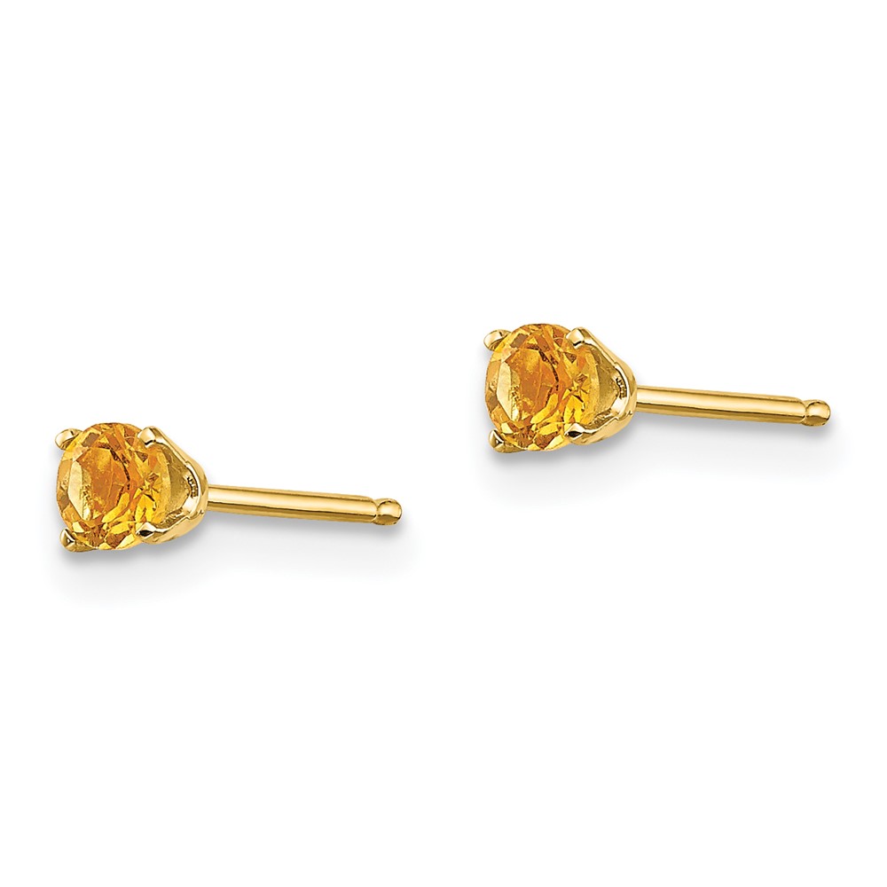 14k 3mm November/Citrine Post Earrings (XBE47)