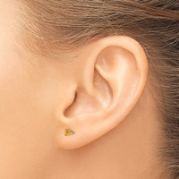14K 3mm Yellow Gold Round November Citrine Post Earrings view 3
