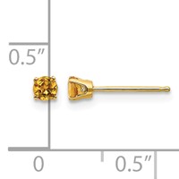 14K 3mm Yellow Gold Round November Citrine Post Earrings view 4