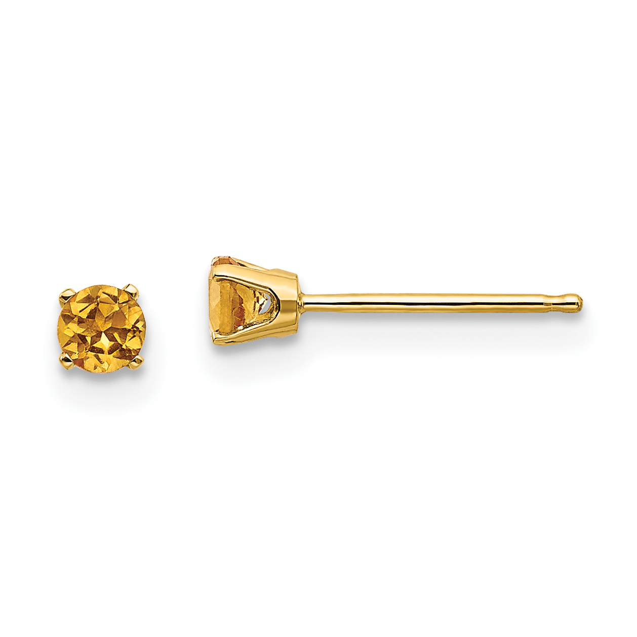 14k 3mm November/Citrine Post Earrings (XBE47)