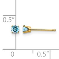 14K 3mm Round December Blue Topaz Post Earrings view 4