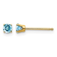 14K 3mm Round December Blue Topaz Post Earrings view 1