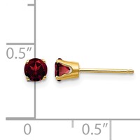 14K 4mm Yellow Gold Round January Garnet Post Earrings view 4