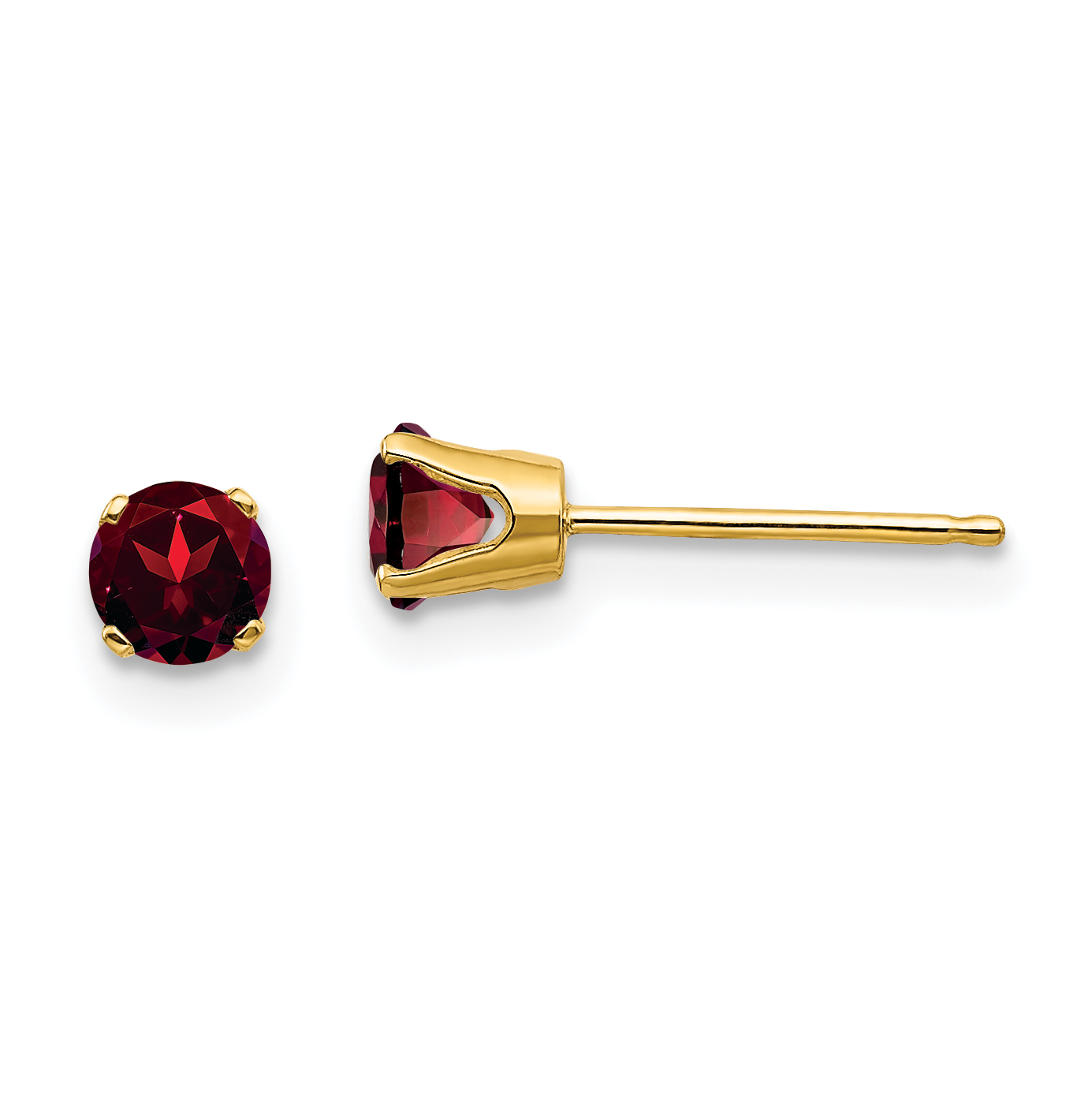 14k 4mm Round January/Garnet Post Earrings (XBE49)