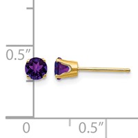 14K 4mm Yellow Gold Round February Amethyst Post Earrings view 4