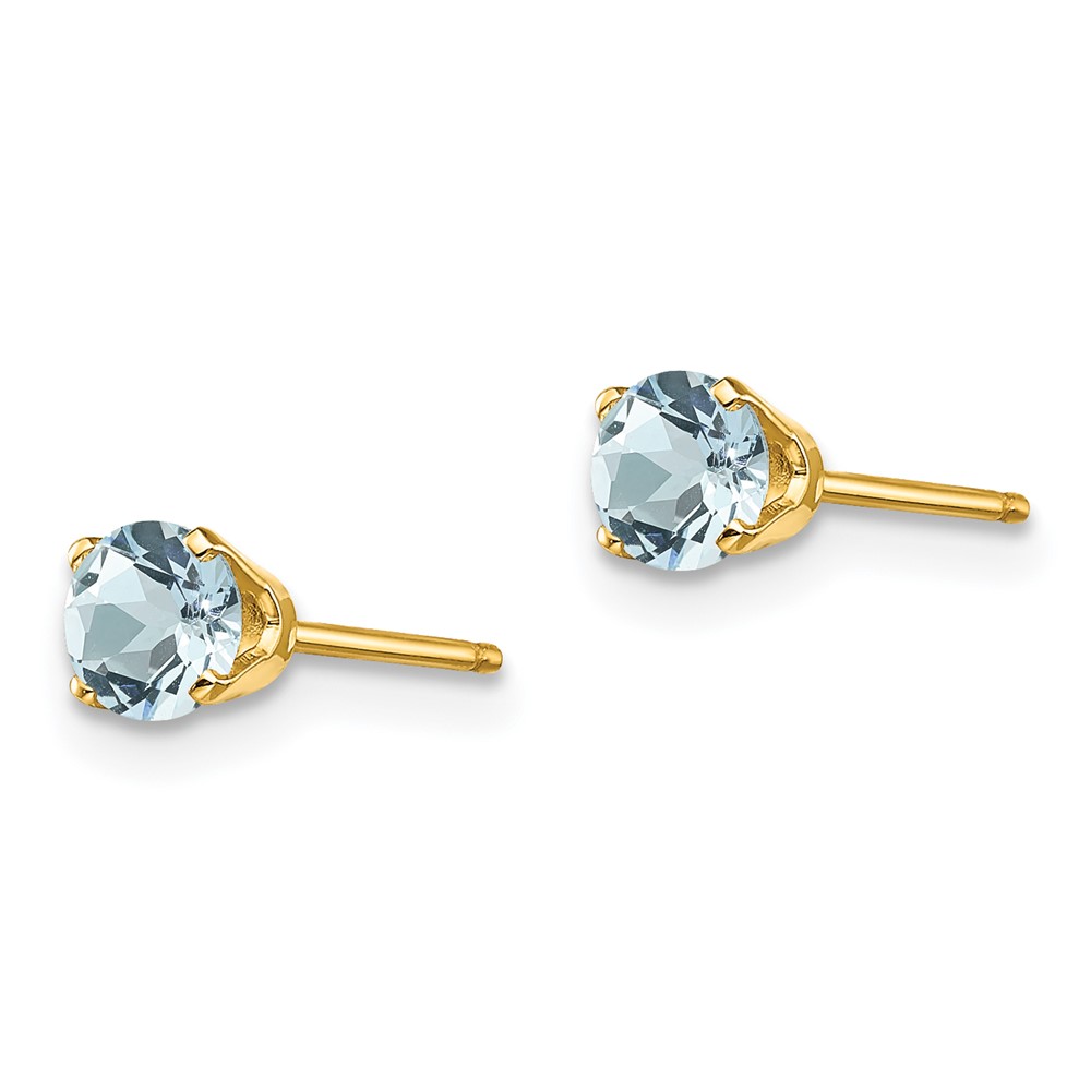 14k 4mm March/Aquamarine Post Earrings (XBE51)