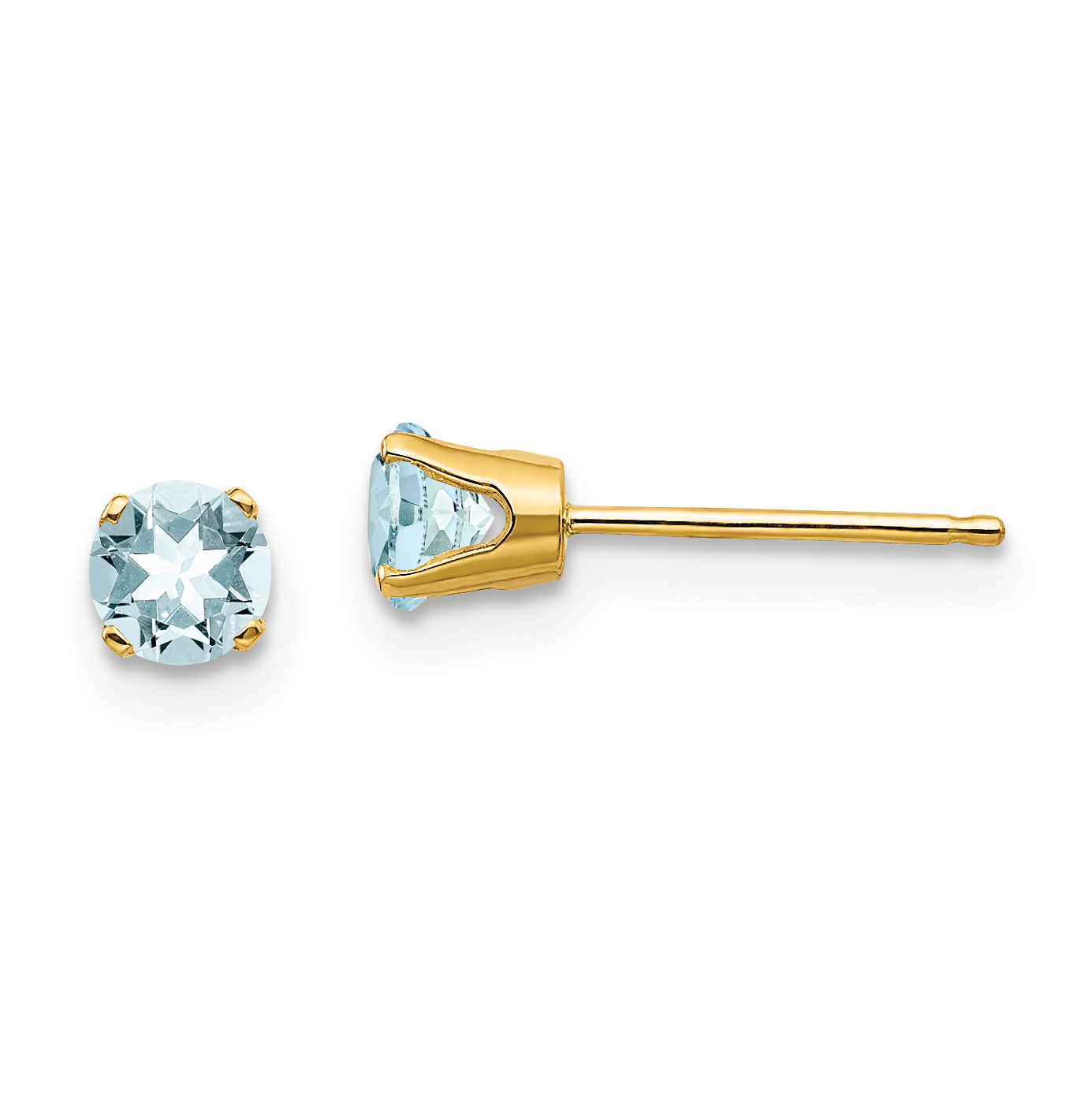 14k 4mm March/Aquamarine Post Earrings (XBE51)