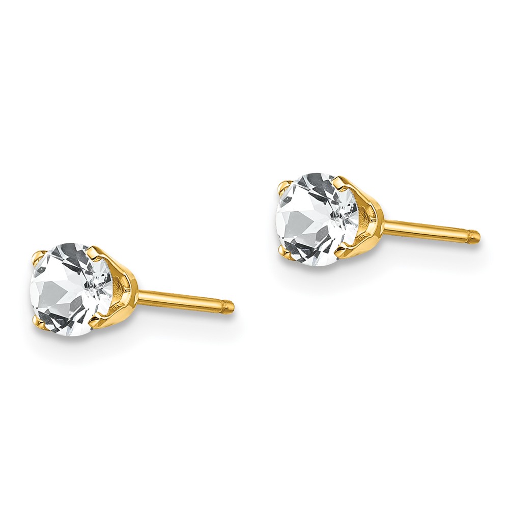 14k 4mm April/White Topaz Post Earrings (XBE52)