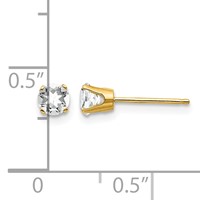 14K 4mm Yellow Gold Round April White Topaz Post Earrings view 4