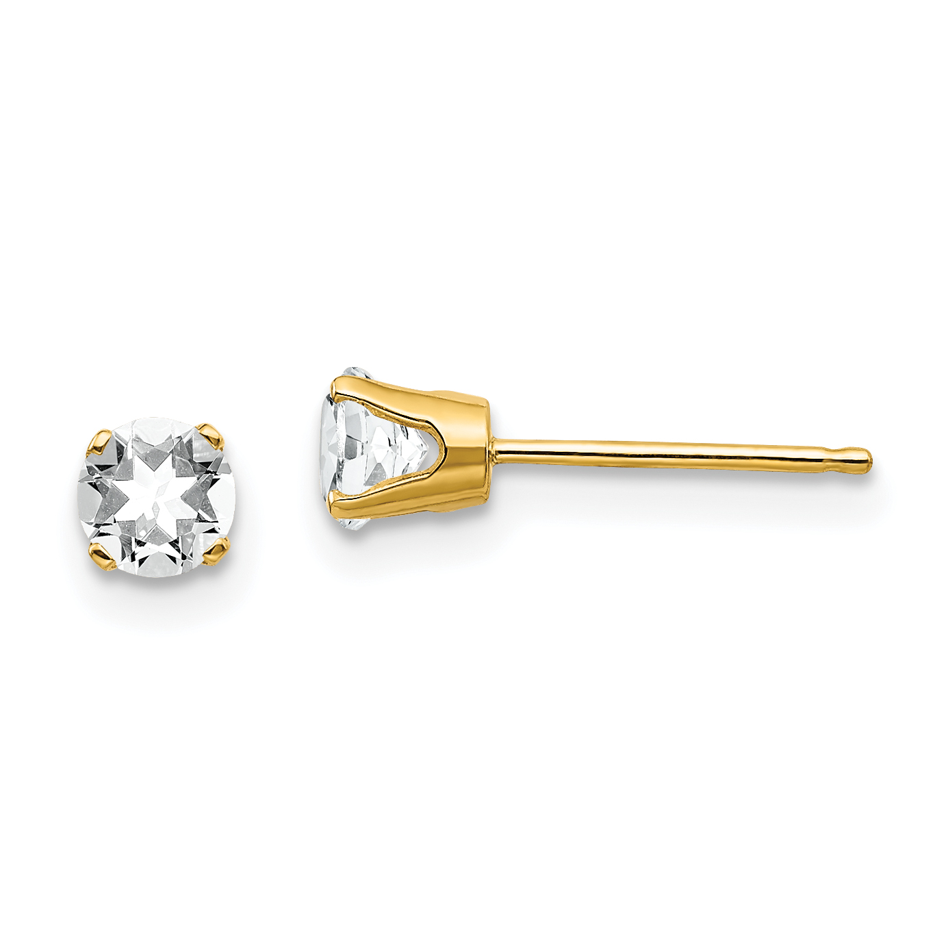 14k 4mm April/White Topaz Post Earrings (XBE52)