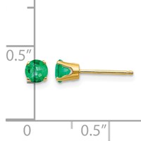 14K 4mm Yellow Gold Round May Emerald Post Earrings view 4