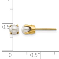 14K 4mm Yellow Gold Round June Freshwater Cultured Pearl Post Earrings view 4