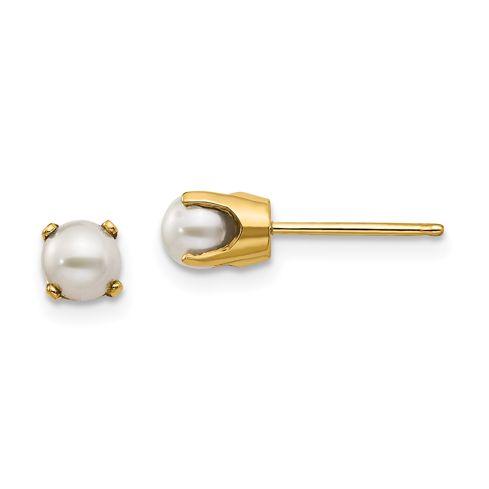 14k 4mm June/FW Cultured Pearl Post Earrings (XBE54)