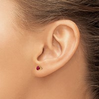 14K 4mm Round July Ruby Post Earrings view 3