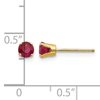 14K 4mm Round July Ruby Post Earrings view 4