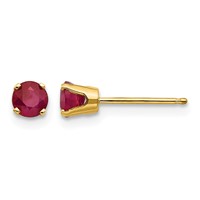 14K 4mm Round July Ruby Post Earrings view 1