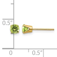 14K 4mm Yellow Gold Round August Peridot Post Earrings view 4