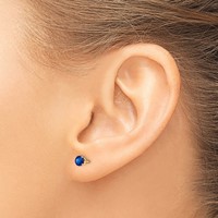 14K 4mm Yellow Gold Round September Sapphire Post Earrings view 3