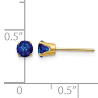 14K 4mm Yellow Gold Round September Sapphire Post Earrings view 4