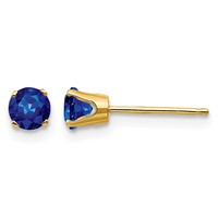 14K 4mm Yellow Gold Round September Sapphire Post Earrings view 1