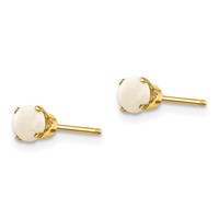14K 4mm Yellow Gold Round October Opal Post Earrings view 2
