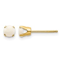 14K 4mm Yellow Gold Round October Opal Post Earrings view 1