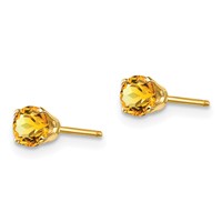 14K 4mm Yellow Gold Round November Citrine Post Earrings view 2